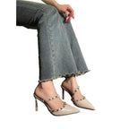 Damen elegante Slingback-Pumps mit modischer Strassverzierung R&B
