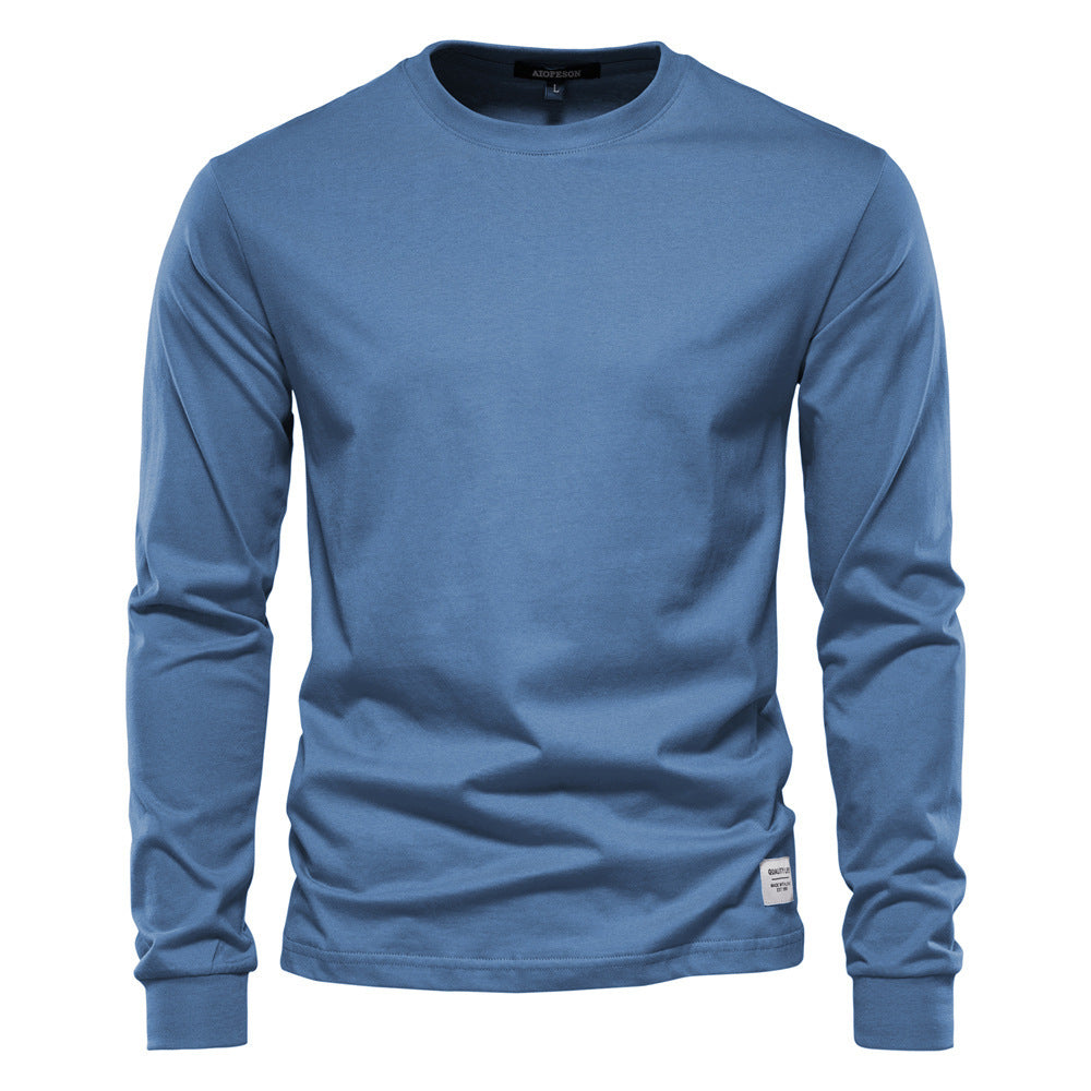 Herren nan klassisches langärmliges Baumwollshirt mit Rundhalsausschnitt und elastischen Bündchen R&B