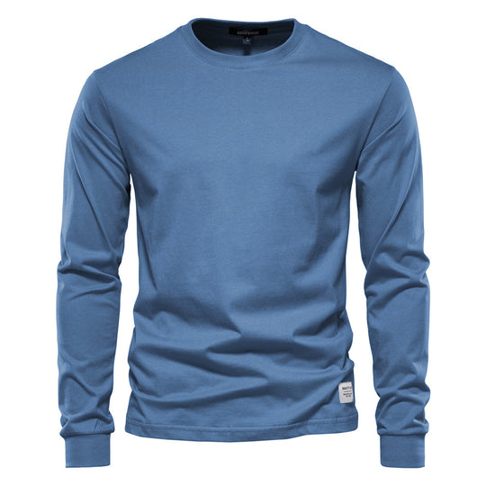 Herren nan klassisches langärmliges Baumwollshirt mit Rundhalsausschnitt und elastischen Bündchen R&B