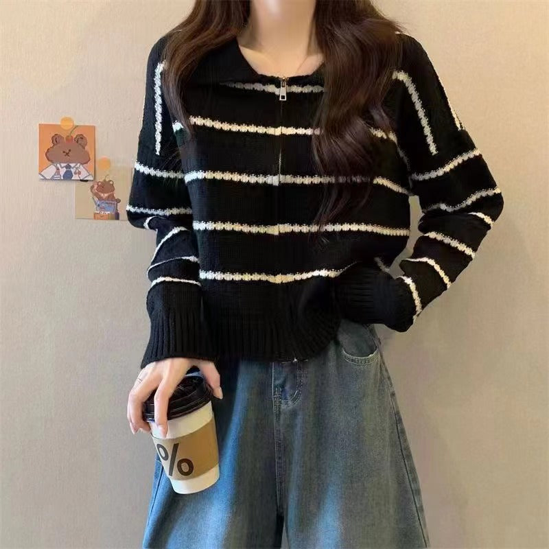 Damen gestreifter Strickpullover R&B