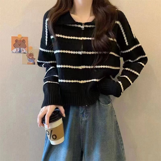 Damen gestreifter Strickpullover R&B