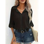 Damen elegante langärmelige Bluse aus atmungsaktiver Baumwolle R&B