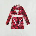 Damen modisches Crop-Top mit langem Ärmel und asymmetrischem Rock R&B