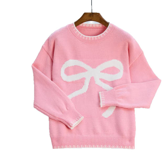 Damen Gemütlicher Sweatpullover mit Schleifenmotiv und bequemen Ärmeln R&B