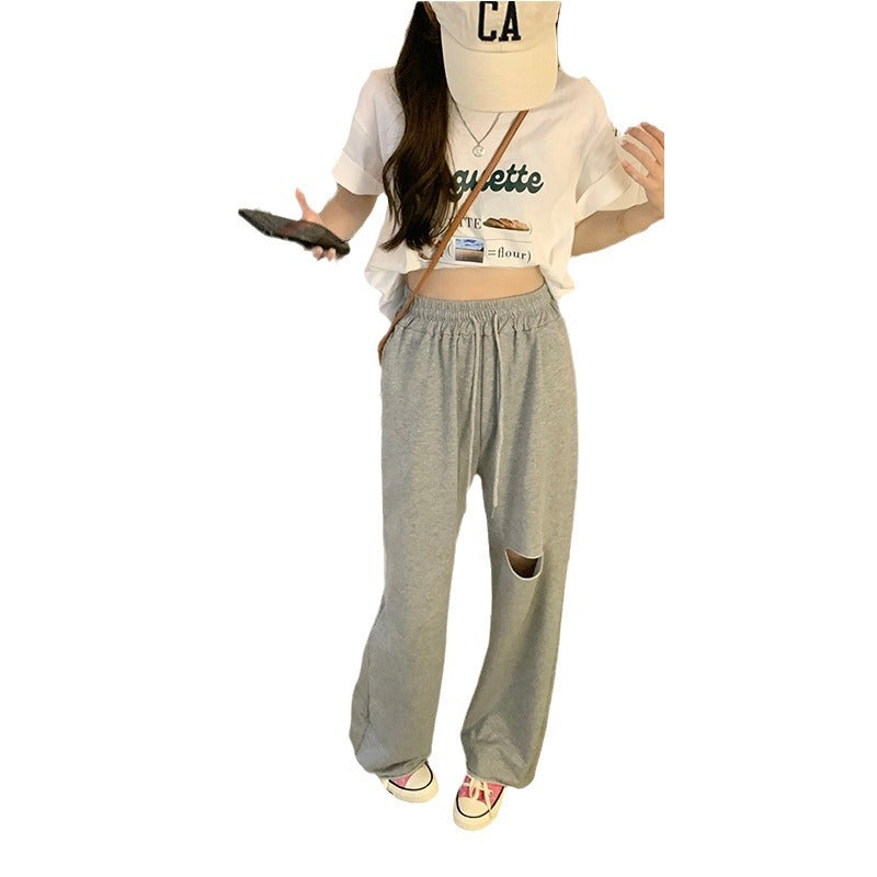 Damen bequeme Freizeithose mit modischen Cut-Out-Details