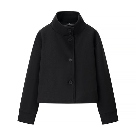 Damen elegante Kurzjacke mit hohem Kragen und dekorativen Knöpfen R&B