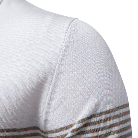 Herren Polo-Shirt mit elegantem Reißverschluss und sportlichem Streifenmuster R&B