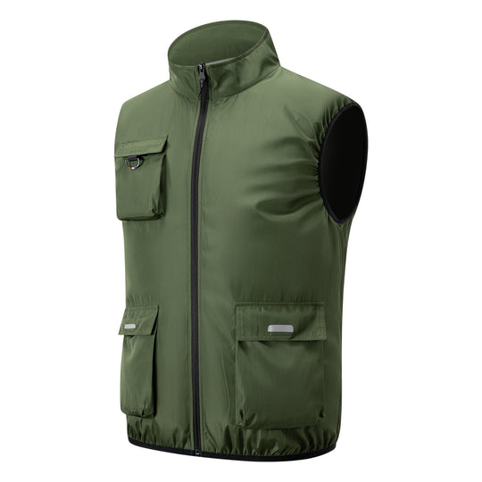 Herren nan leichte multifunktionale Outdoorweste mit Reißverschluss und Mehrfachtaschen R&B