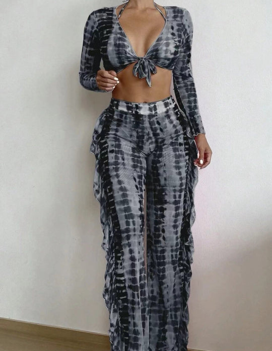 Damen Strandmode-Set mit verspieltem Wickeldesign und schimmernden Akzenten R&B