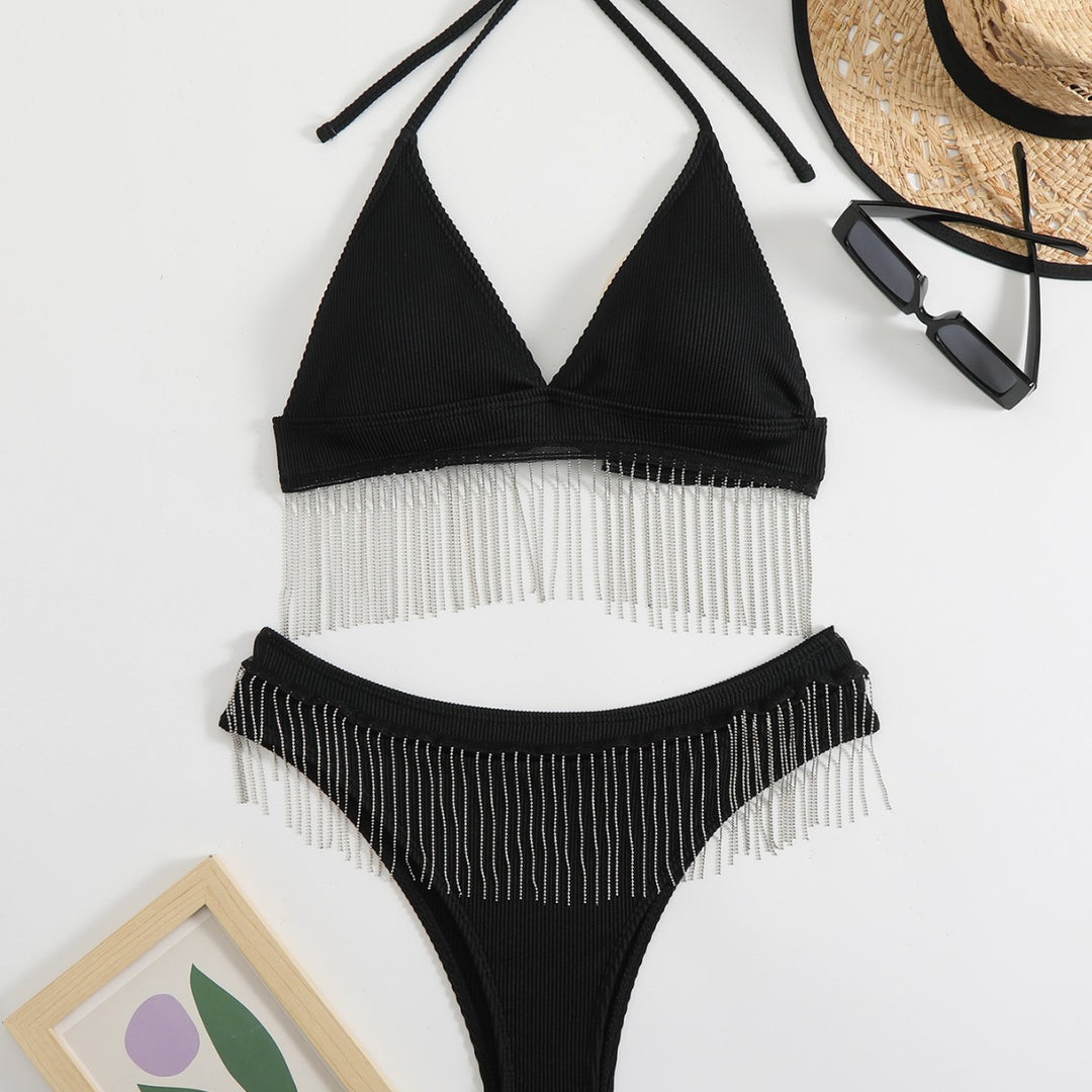 Damen Triangel-Bikini mit festlichem Fransen-Design R&B