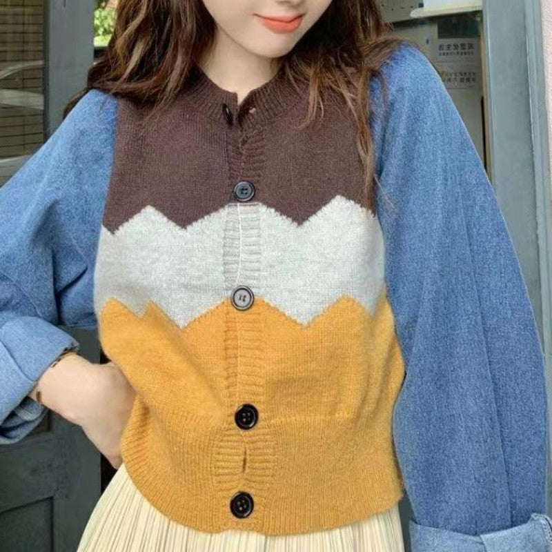 Damen Trendige Strickjacke mit modernen Farbakzenten R&B