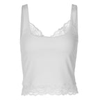 Damen Spitzen-Crop-Top mit schmalen Trägern und elastischem Unterbrustband R&B