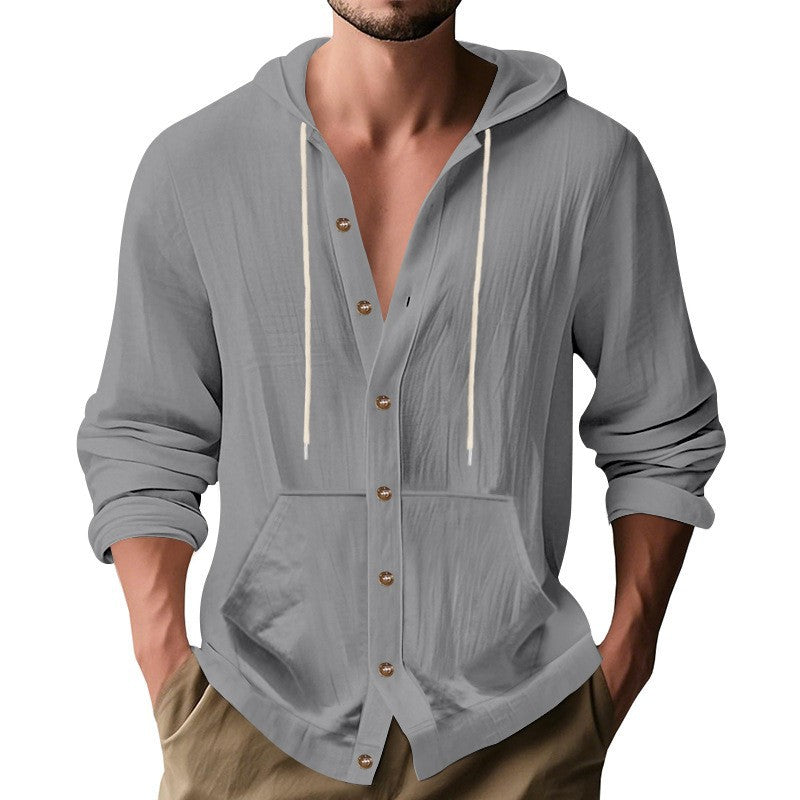 Herren lässiges Kapuzenshirt mit Knopfdetail und praktischen Taschen R&B