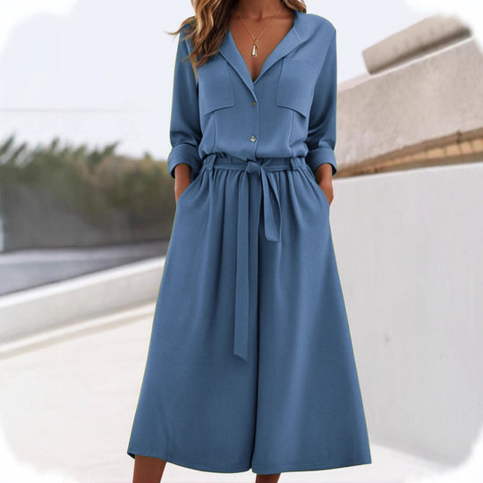 Damen lässiges Leinen-Hemd und Hose Set R&B