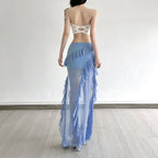 Damen Maxirock mit Rüschendetails und Vichy-Muster R&B