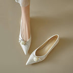 Damen elegante Ballerinas mit floralem Dekor und feinem Satin R&B