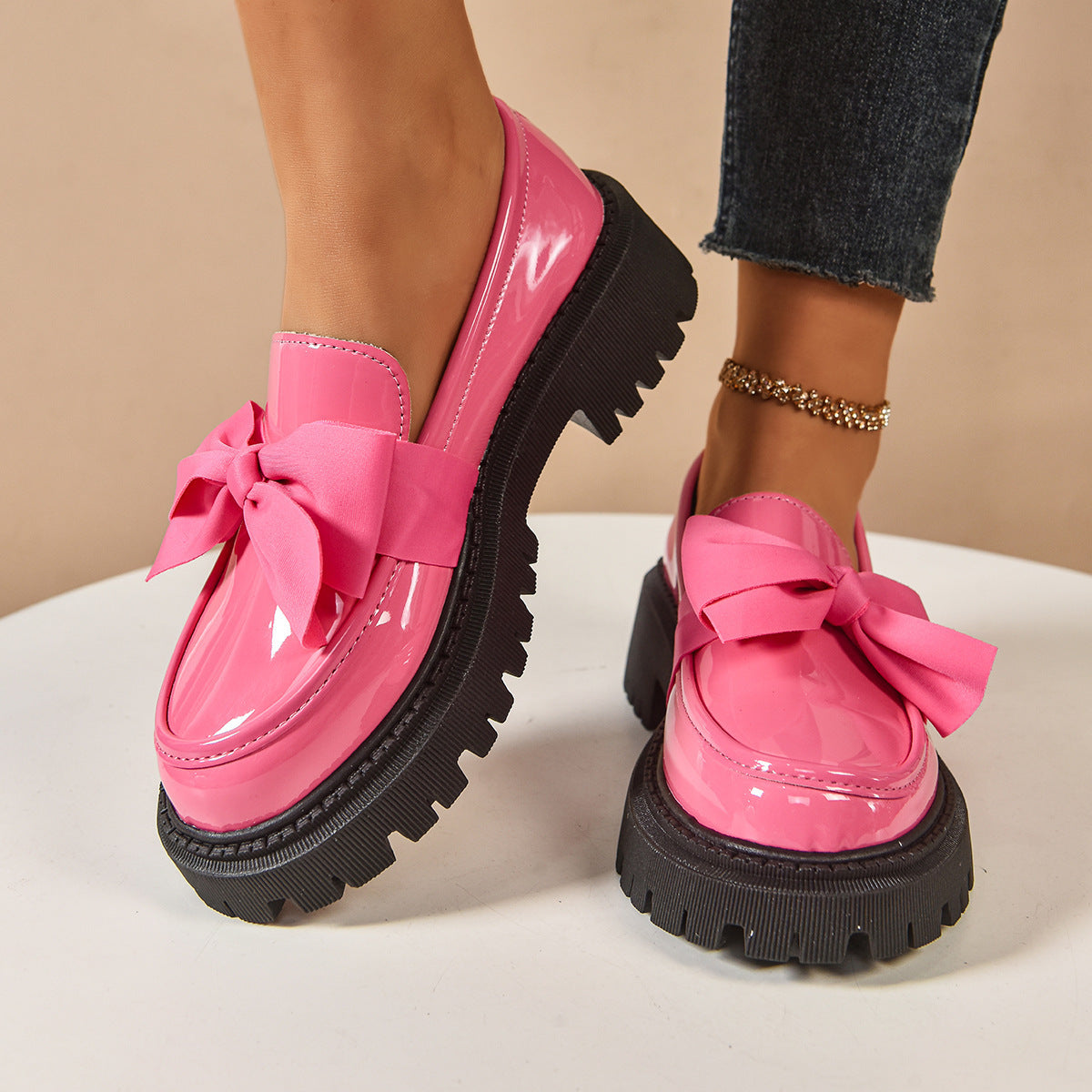 Damen modische Ballerinas mit dekorativer Schleifenverzierung und rutschfester Sohle R&B