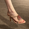 Damen elegante Pailletten-Sandalen mit verziertem Riemen R&B