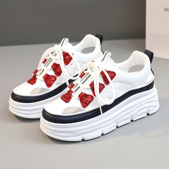Damen Plattform Sneakers mit glitzernden Akzenten und innovativer Dämpfung R&B