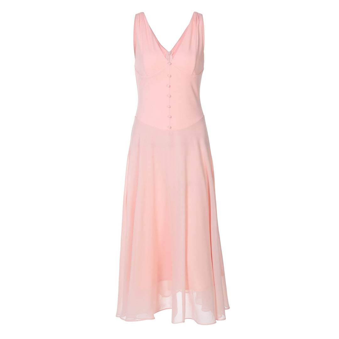 Damen Fließendes Midikleid mit dezentem Knopfdesign R&B
