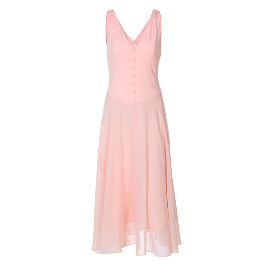 Damen Fließendes Midikleid mit dezentem Knopfdesign R&B
