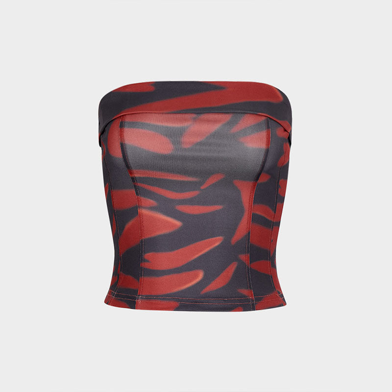 Damen Bandeau-Oberteil mit stilvollem Muster und elastischem Schnitt R&B