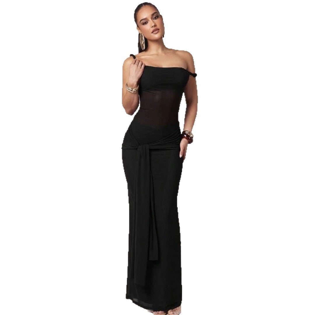 Damen Galakleid mit asymmetrischem Ausschnitt und dekorativem Wickeldetail R&B