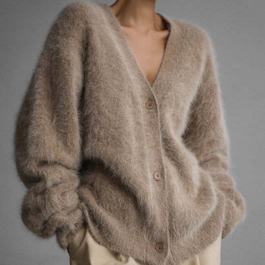 Damen kuscheliger Langarm-Strickcardigan R&B