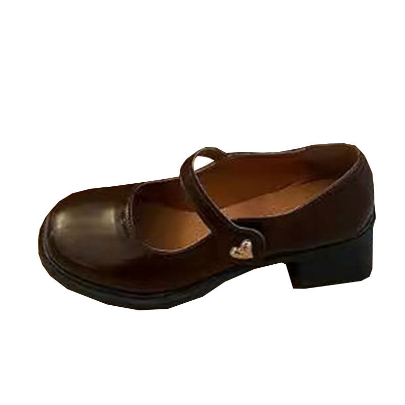 Damen Mary-Jane Schuhe mit modischer Herzschnalle und komfortablem Blockabsatz R&B
