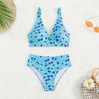 Damen Bikiniset mit floralem Muster und hohem Taillenbund R&B