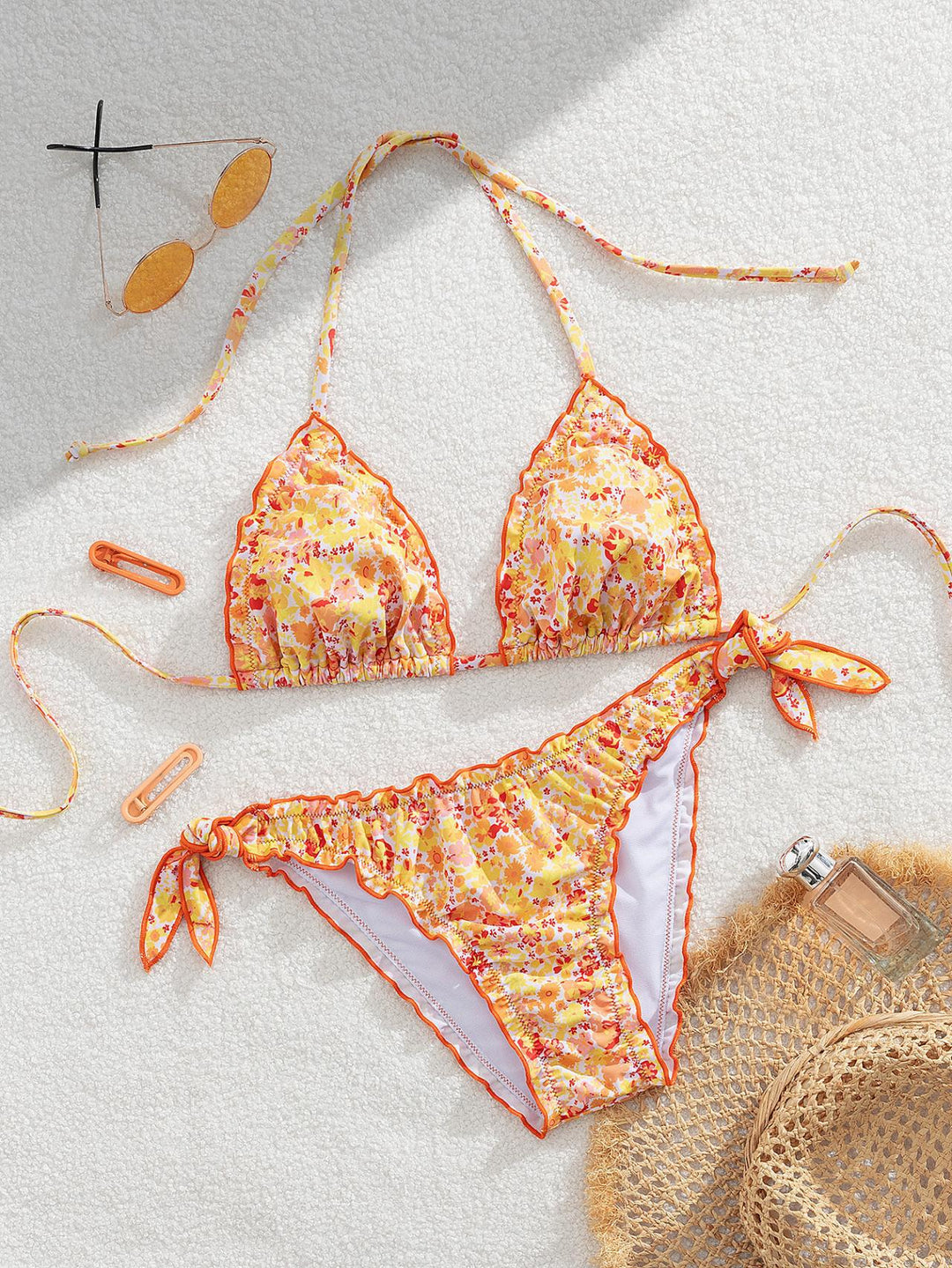 Damen floral gemusterter Triangel-Bikini R&B