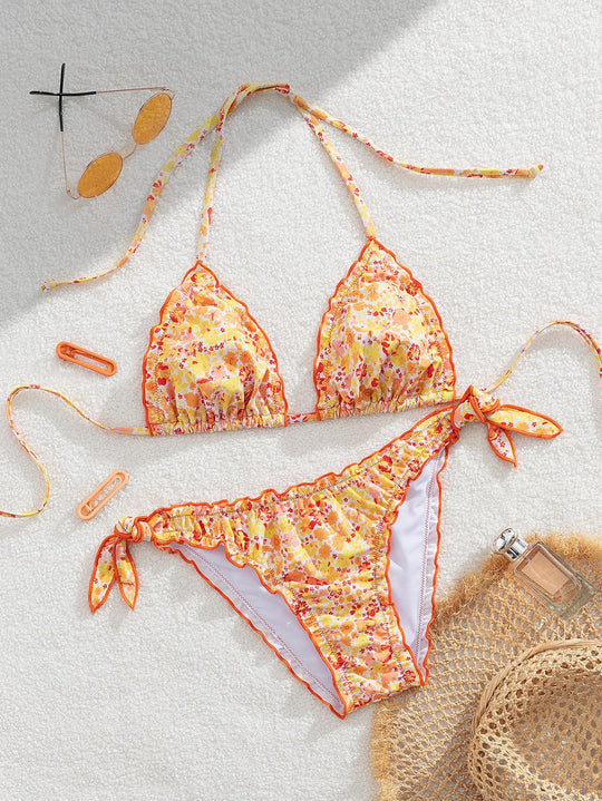 Damen floral gemusterter Triangel-Bikini R&B