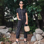 Damen legerer Jumpsuit mit praktischen Taschen und Reißverschluss R&B