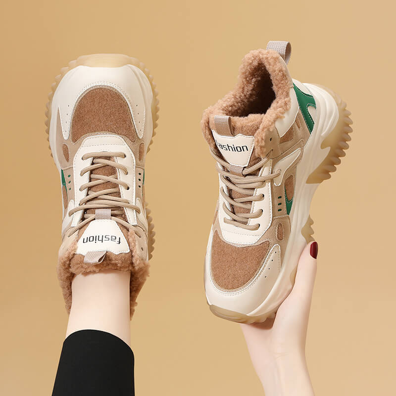 Damen modische Winter Sneakers mit kuscheligem Innenfutter und rutschfester Sohle R&B