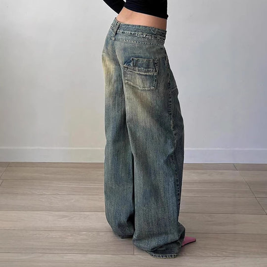 Damen weite Jeans mit lässigem Schnitt und einzigartigem Design R&B