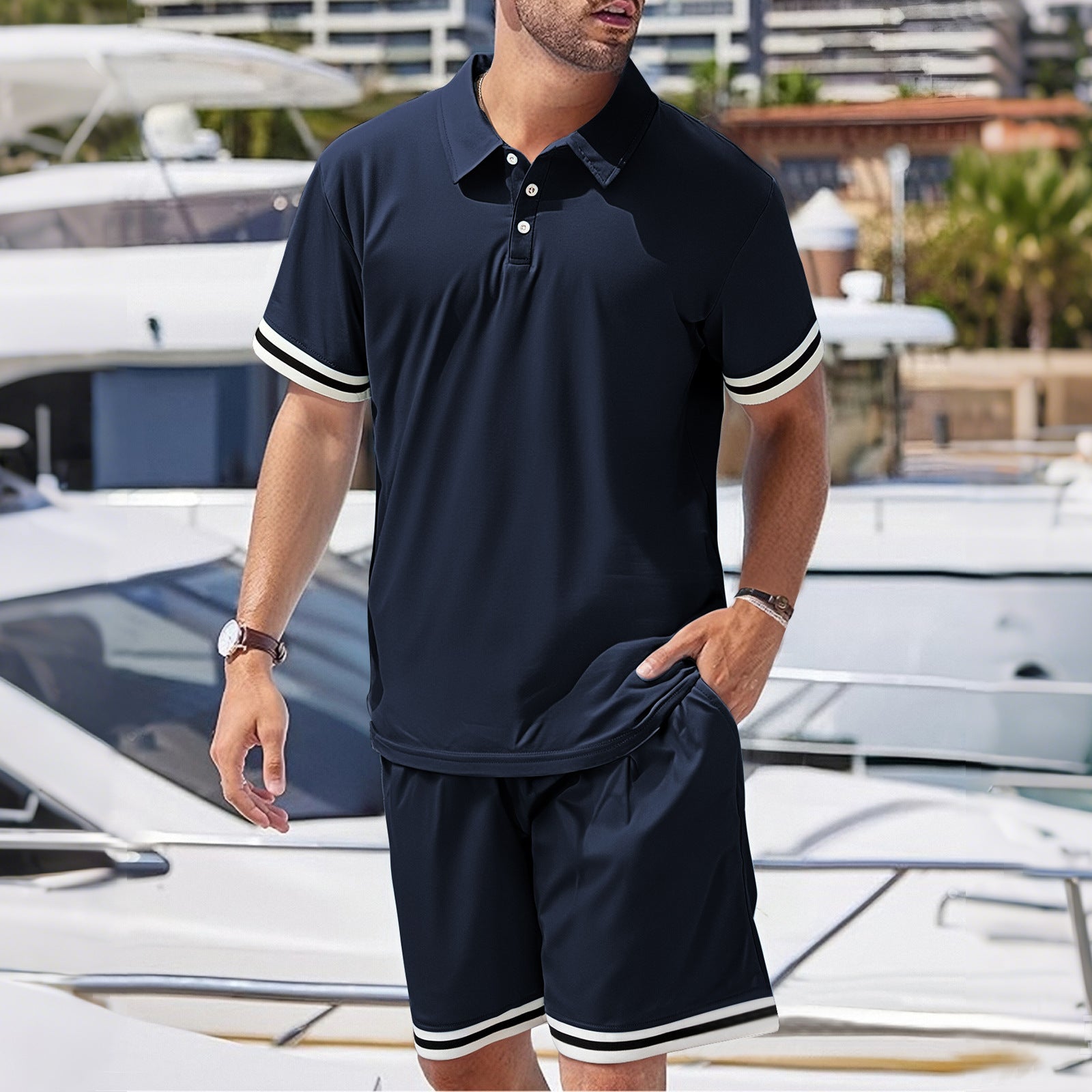 R&B | Kurzärmelige Shorts Zweiteiliges Set