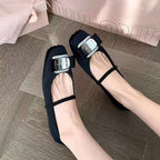 Damen elegante Ballerinas mit dekorativem Schnallenakzent