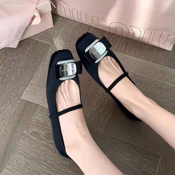 Damen elegante Ballerinas mit dekorativem Schnallenakzent
