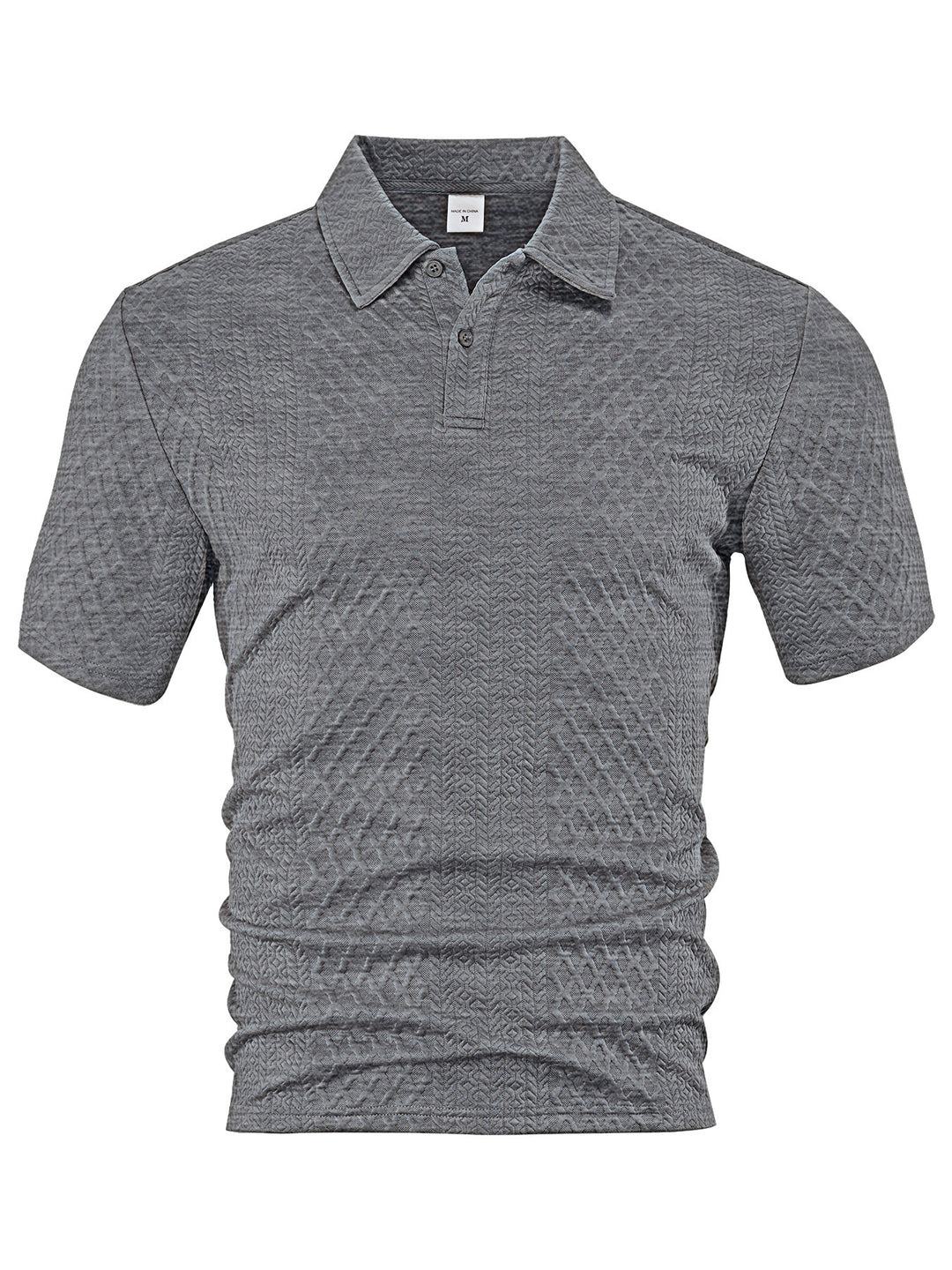 Herren nan texturiertes Jacquard-Poloshirt kurzärmelig schmaler Schnitt mit Polokragen R&B