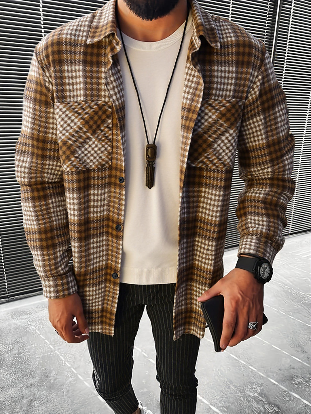 Herren Karierte Flanell Hemdjacke R&B