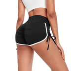 Damen Sportliche High-Waist Shorts mit seitlichem Rüschendetail R&B
