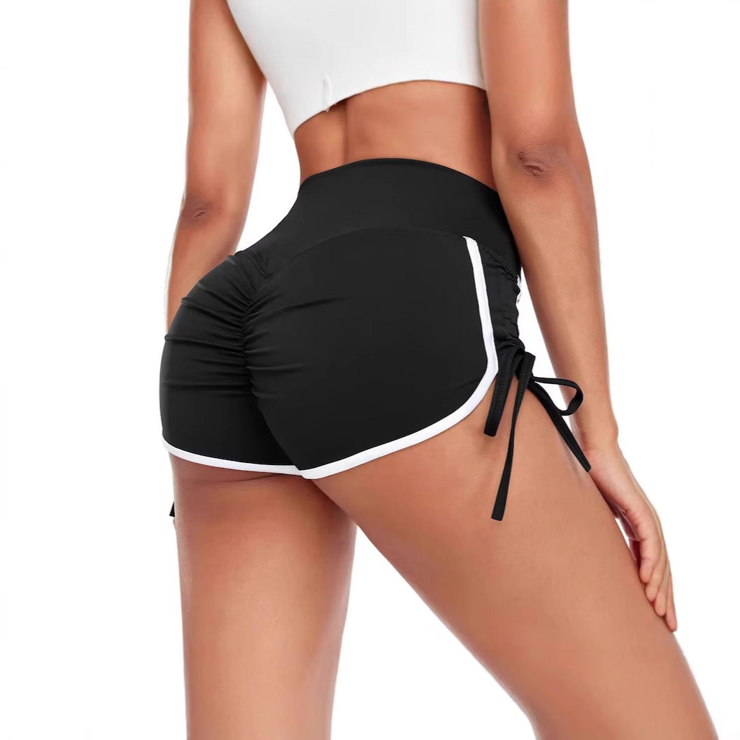 Damen Sportliche High-Waist Shorts mit seitlichem Rüschendetail R&B