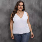 Damen luftiges Stricktop mit V-Ausschnitt R&B