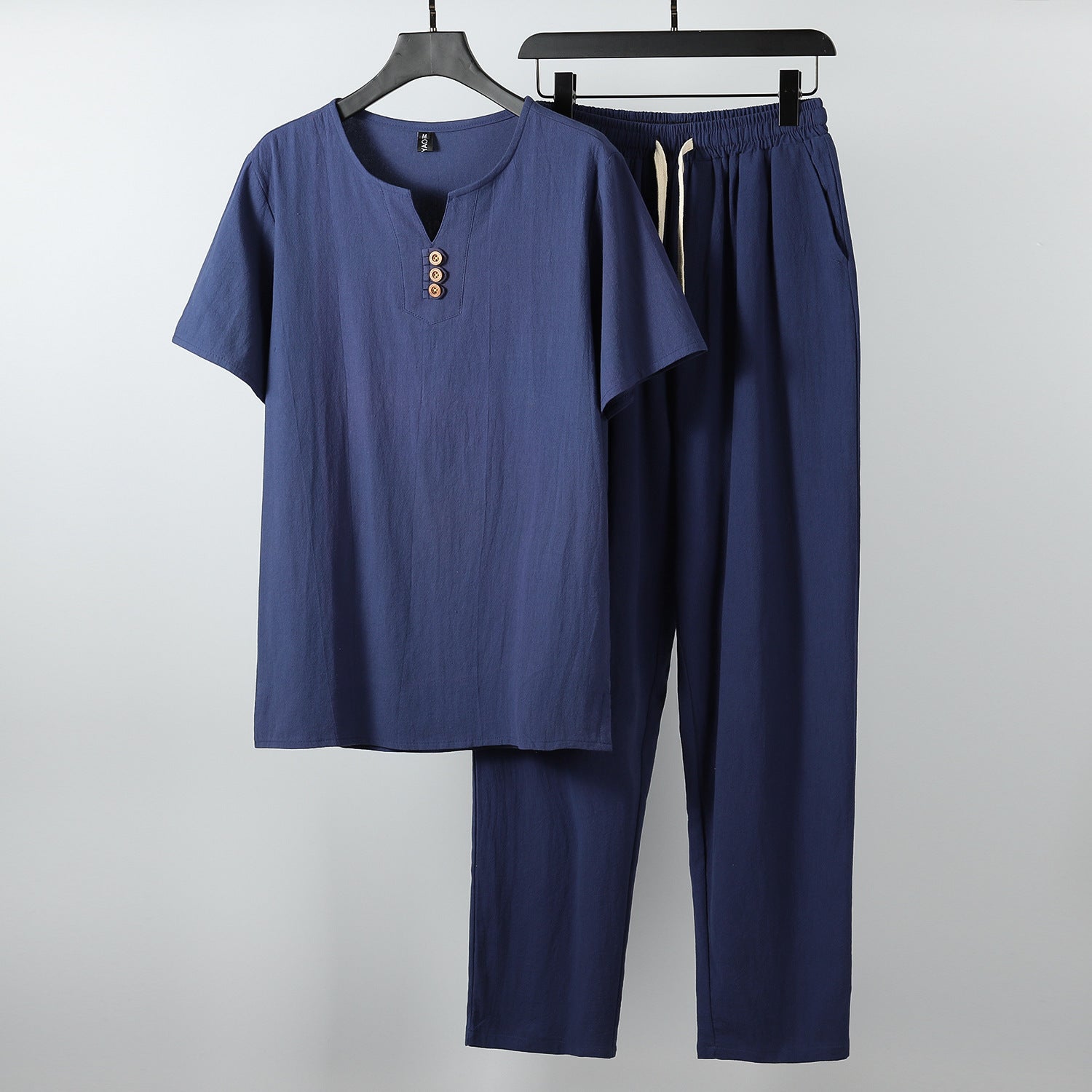 Damen lässiges Lounge-Set mit Knopfdetails und elastischem Bund R&B