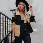 Damen trendige Teddyjacke mit modernem Patchwork-Design R&B