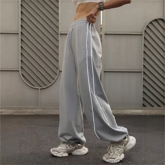 Damen lässige Sporthose mit seitlichem Streifen und praktischen Taschen R&B