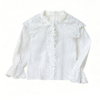 Mädchen elegante Bluse mit Rüschenkragen und Spitzenakzenten R&B