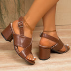 Damen Blockabsatzsandalen mit modischem Kreuzband-Design R&B
