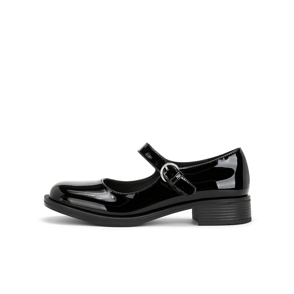 Damen Mary Jane Ballerinas mit verspieltem Riemen und glänzender Oberfläche R&B
