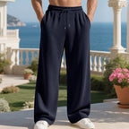 Herren nan gerippte Feinstrick-Loungehose mit weitem Bein, elastischem Kordelzug und Eingrifftaschen R&B
